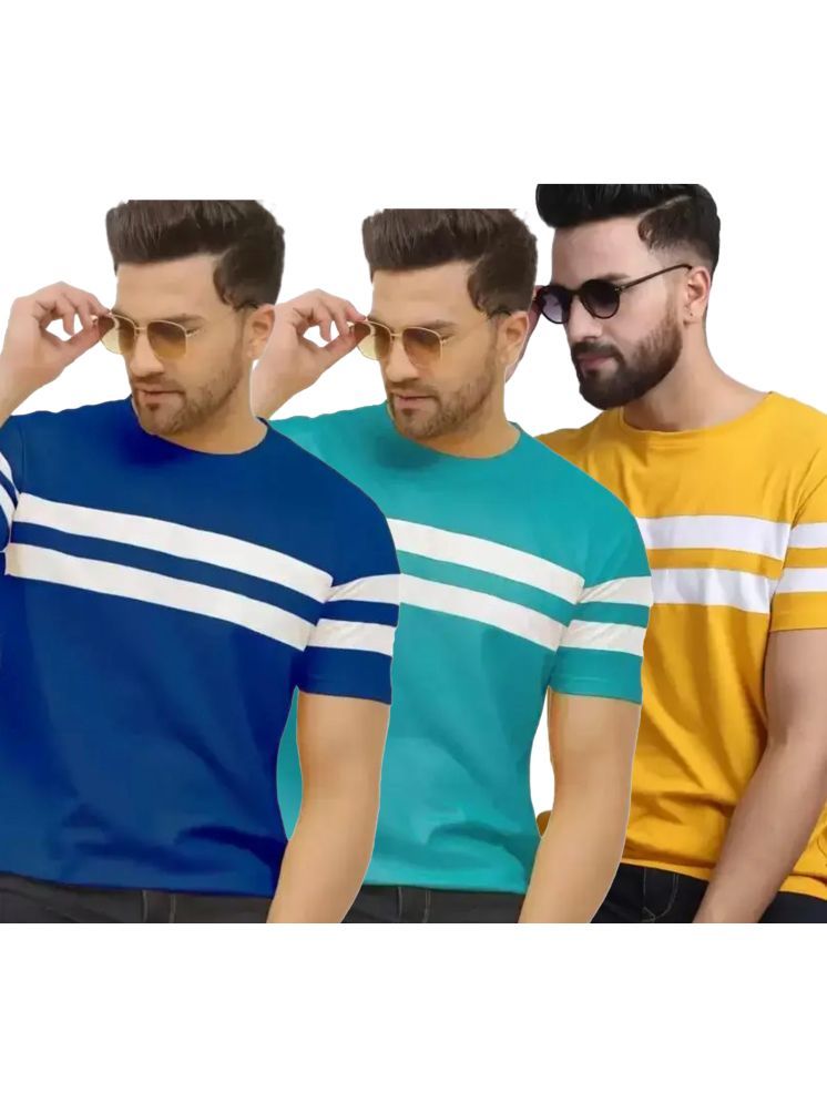     			Ayvina Cotton Blend Regular Fit Striped Half Sleeves Men's Round T-Shirt - Multicolor1 ( Pack of 3 )