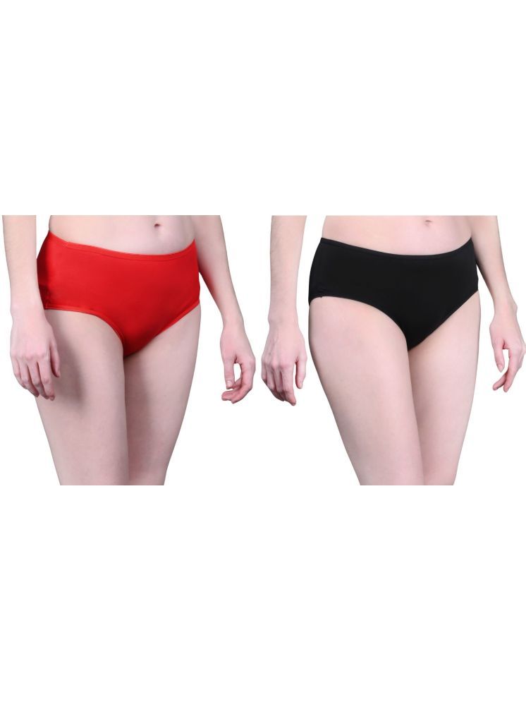     			BAMBOOLOGY Pack of 2 Viscose Briefs For Women ( Red,Black )