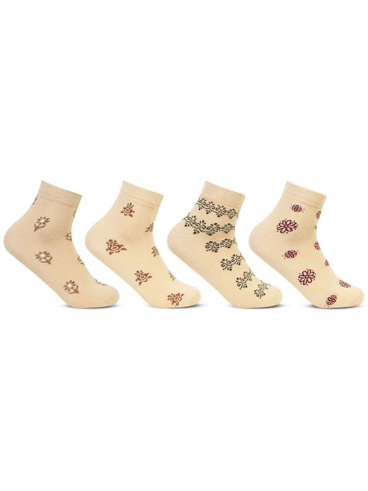     			Bonjour Retail Pack of 4 Women's Cotton Blend Ankle Length Socks ( Multicolor )