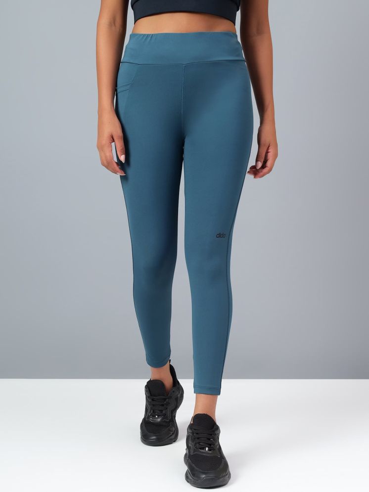     			Dida Sportswear Blue Polyester Solid Tights - Single