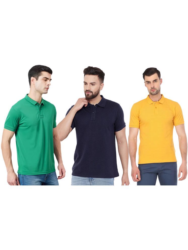     			Funky Guys Pack of 3 Cotton Blend Slim Fit Solid Half Sleeves Men's Polo T Shirt ( Multicolor )