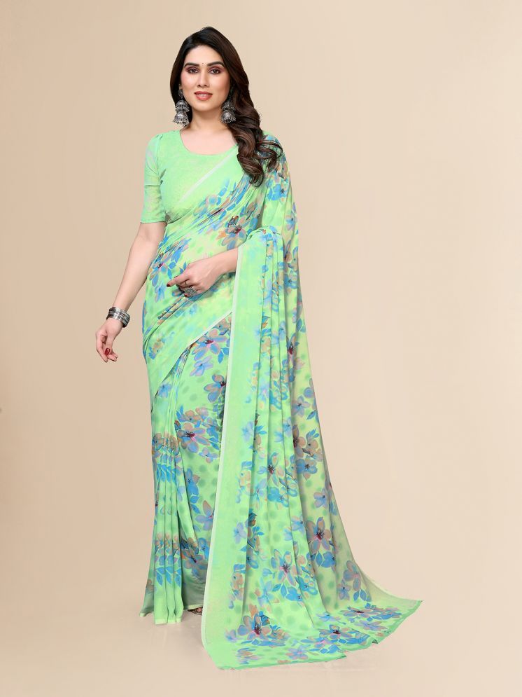     			Kashvi Sarees Pack of 1 Georgette Printed Saree With Blouse Piece ( Green )