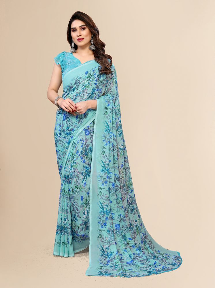     			Kashvi Sarees Pack of 1 Georgette Printed Saree With Blouse Piece ( LightBLue )