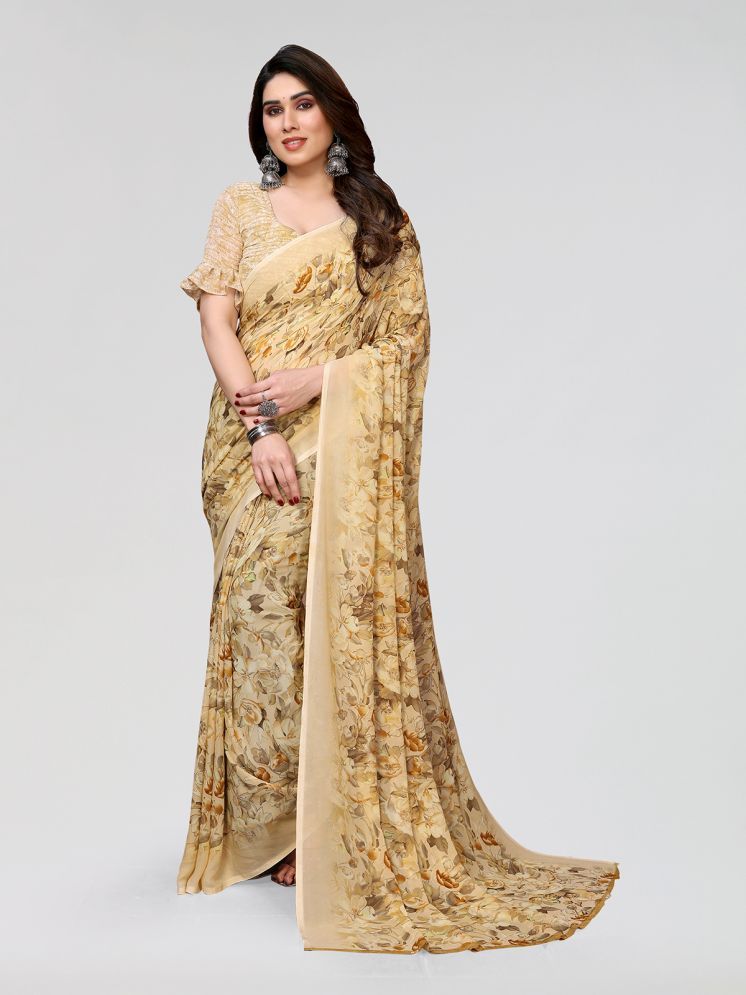     			Kashvi Sarees Pack of 1 Georgette Printed Saree With Blouse Piece ( Beige )