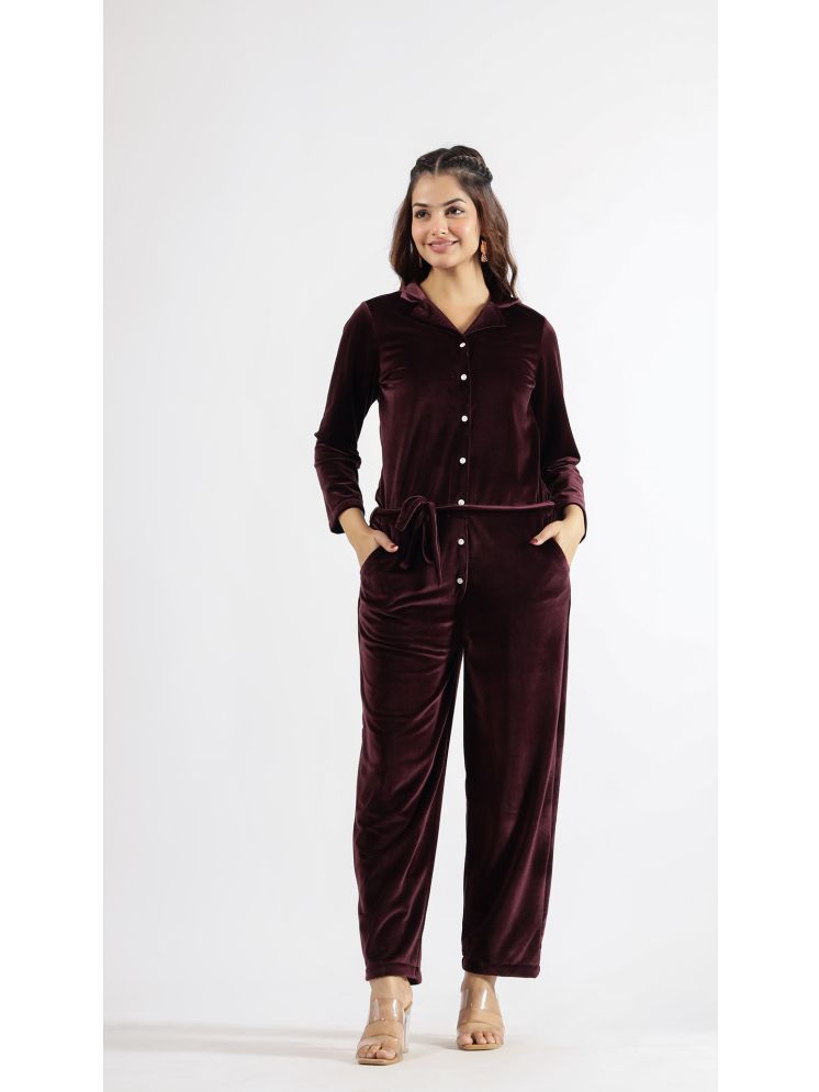     			Label Flavia Wine Corduroy Regular Fit Women's Jumpsuit ( Pack of 1 )