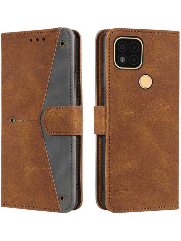     			Masque Brown Flip Cover Artificial Leather Compatible For POCO C31 ( Pack of 1 )