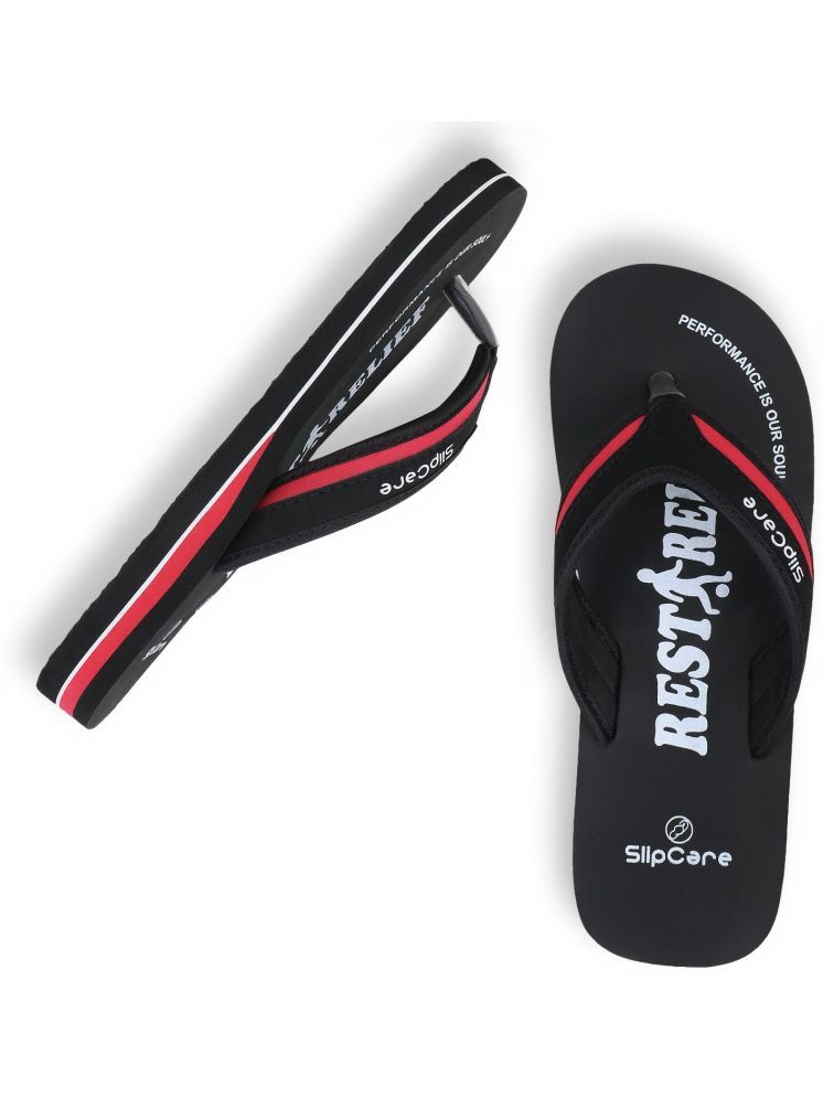     			SLIPCARE Black Men's Thong Flip Flop