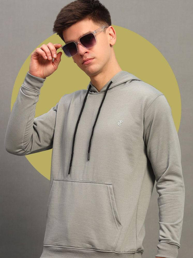     			THE CASUALS Cotton Blend Hooded Men's Sweatshirt - Grey ( Pack of 1 )