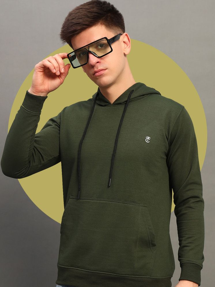     			THE CASUALS Cotton Blend Hooded Men's Sweatshirt - Olive ( Pack of 1 )