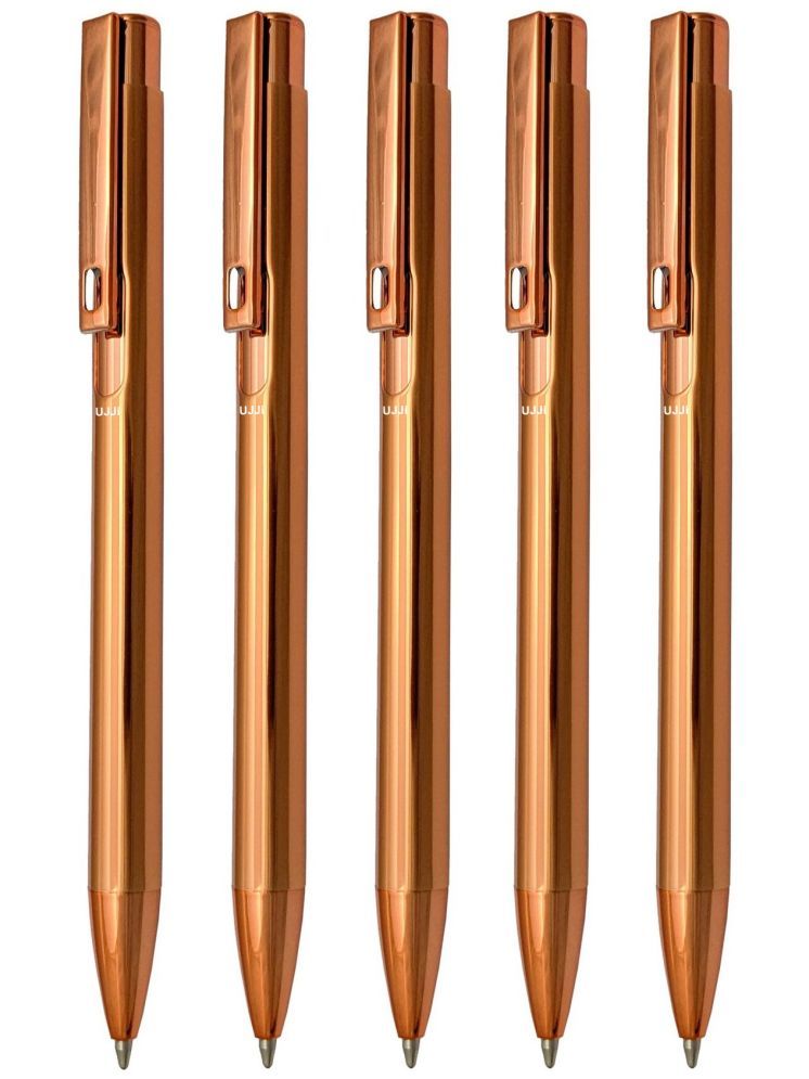     			UJJi Shiny Gloss Finish Copper Colour Metal Pack of 5 Ball Pen