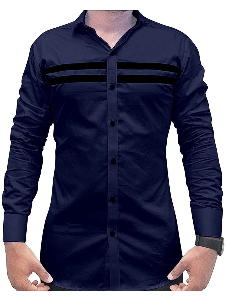     			VERTUSY Cotton Blend Regular Fit Striped Full Sleeves Men's Casual Shirt - Navy ( Pack of 1 )