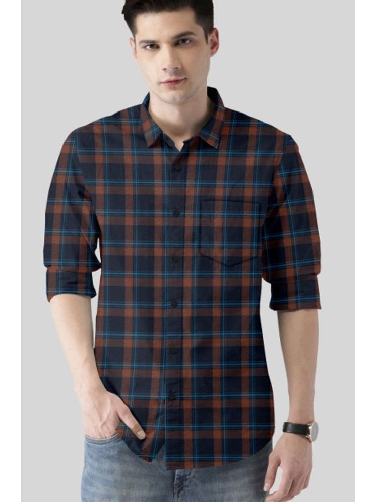     			VTEXX Cotton Blend Regular Fit Checks Full Sleeves Men's Casual Shirt - Brown ( Pack of 1 )