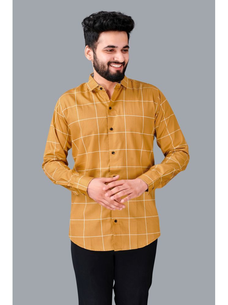     			VTEXX Cotton Blend Regular Fit Checks Full Sleeves Men's Casual Shirt - Mustard ( Pack of 1 )