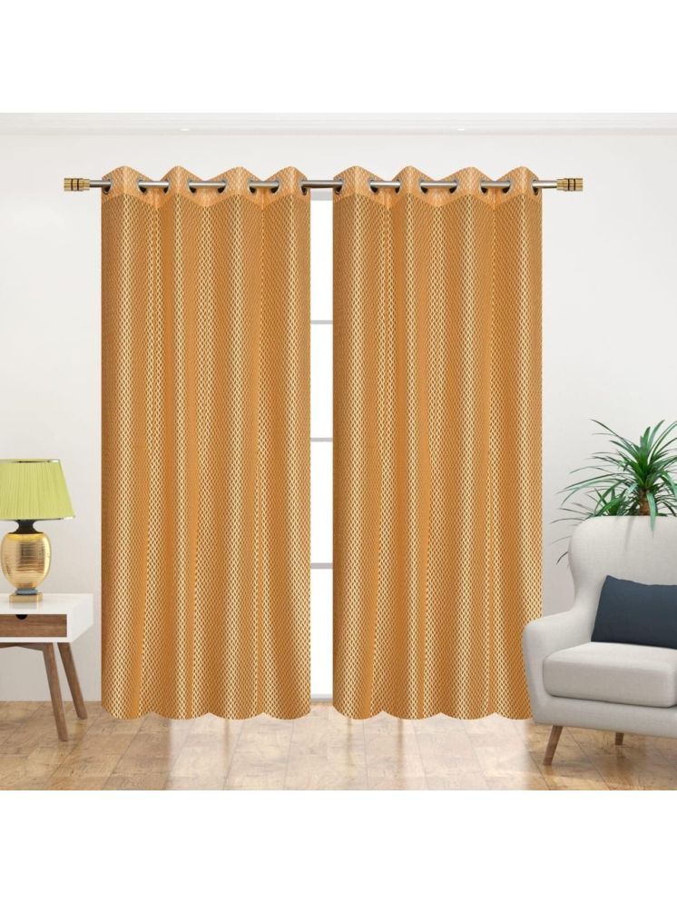     			WI Abstract Transparent Eyelet Curtain 7 ft ( Pack of 2 ) - Gold