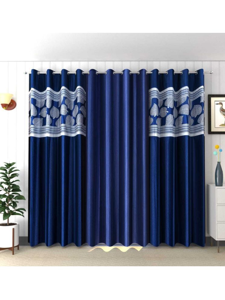     			WI Nature Room Darkening Eyelet Curtain 7 ft ( Pack of 3 ) - Blue