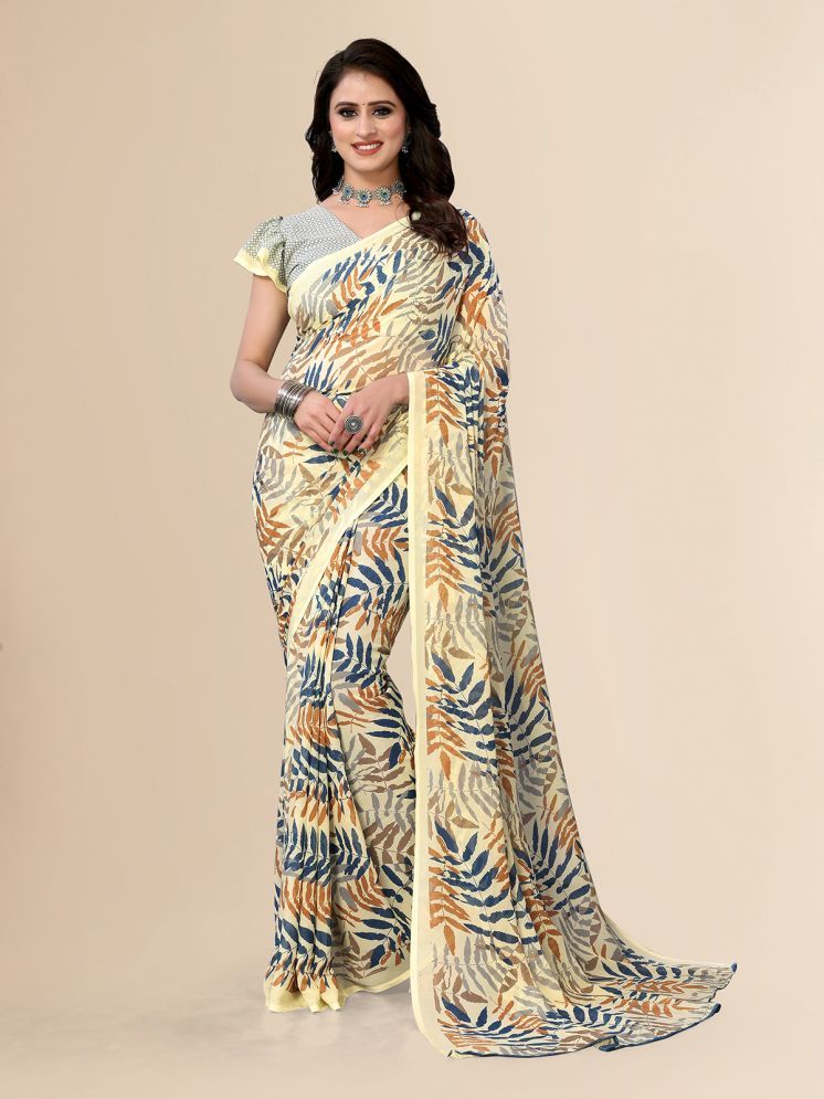     			ANAND SAREES Pack of 1 Georgette Printed Saree With Blouse Piece ( Cream )