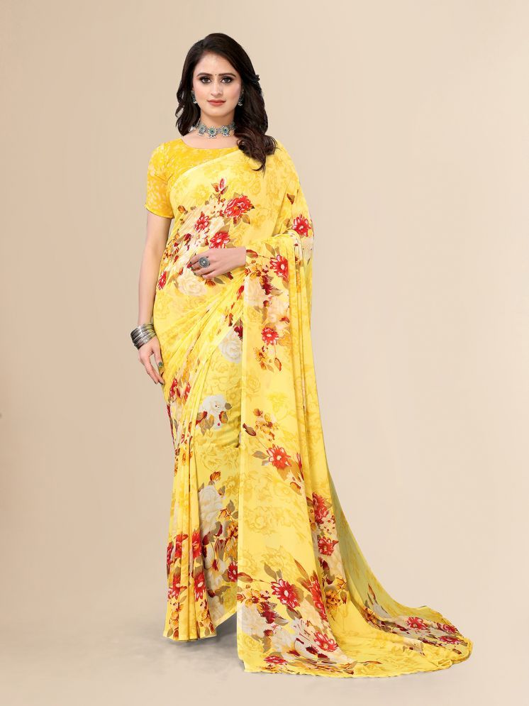     			ANAND SAREES Pack of 1 Georgette Printed Saree With Blouse Piece ( Yellow )