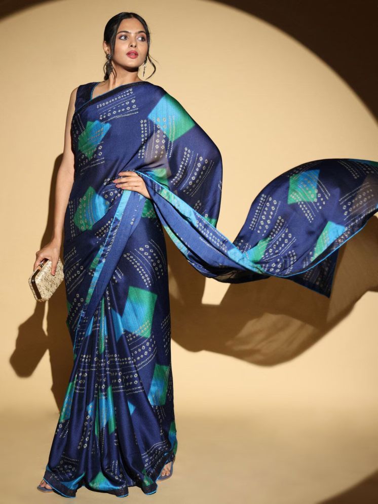     			BLEESBURY Pack of 1 Chiffon Printed Saree With Blouse Piece ( Blue )