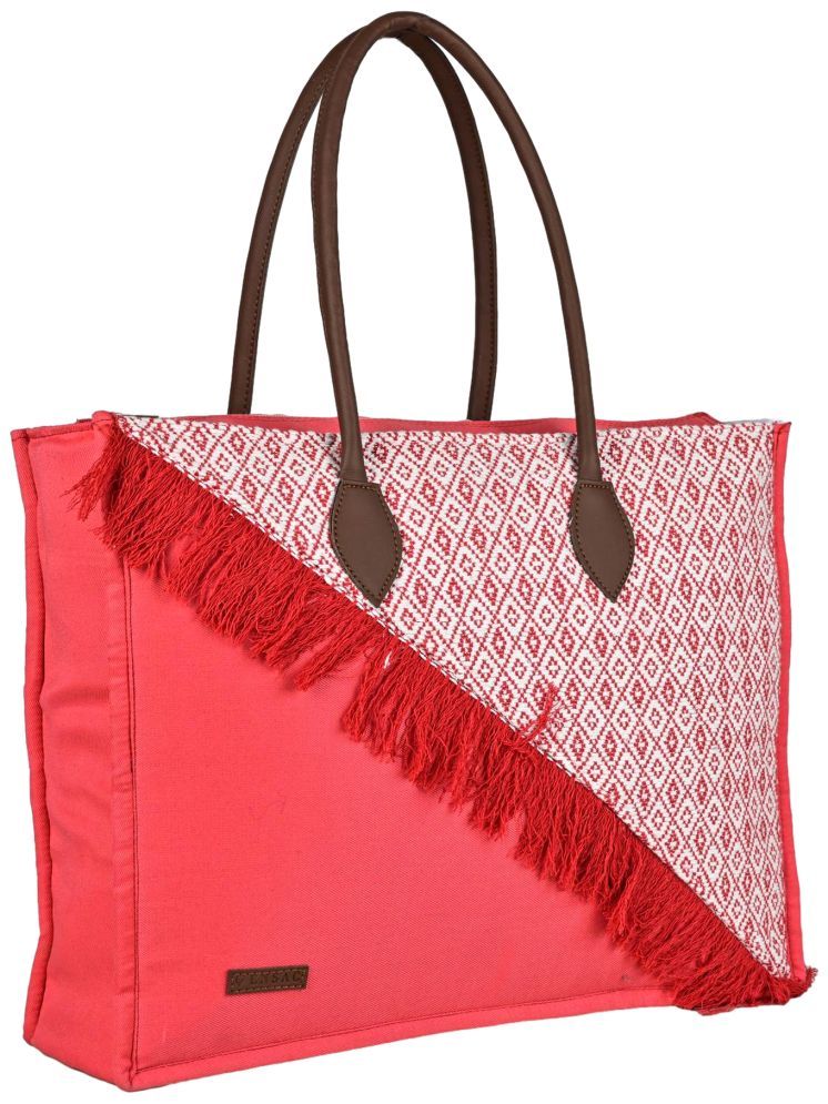     			ENSAC Tote Bag Cotton Set of 1 ( Red )