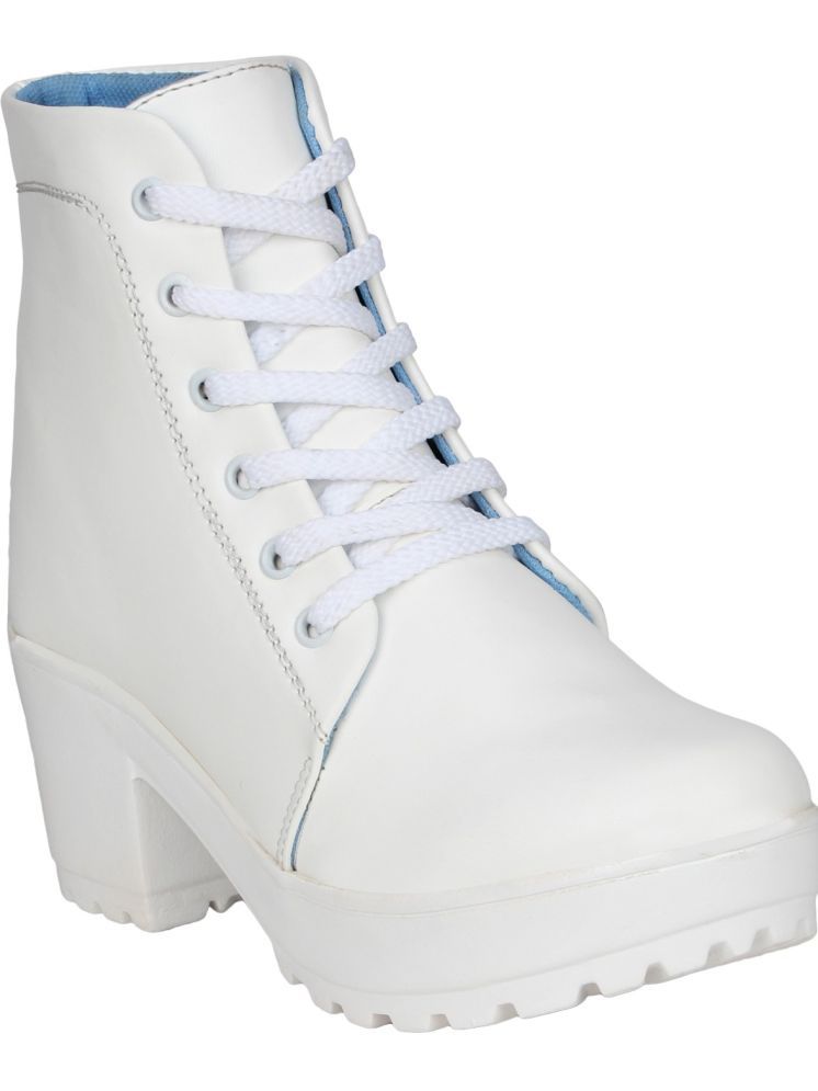     			Fashimo White Women's Ankle Length Boots