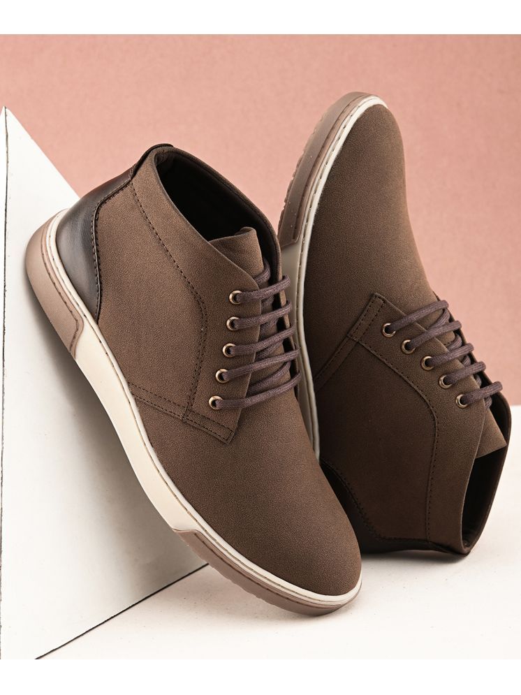     			Fentacia MEN CASUAL SHOES Brown Men's High Tops Shoes