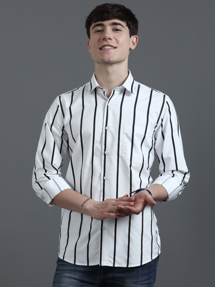     			HETIERS Polyester Regular Fit Striped Full Sleeves Men's Casual Shirt - White ( Pack of 1 )