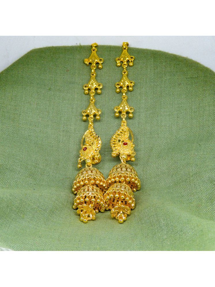     			LUV FASHION Golden Jhumki Earrings ( Pack of 1 )