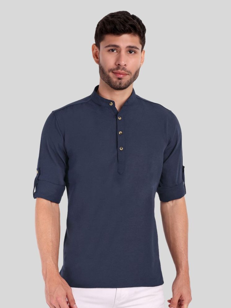     			Life Roads Navy Blue Cotton Men's Shirt Style Kurta ( Pack of 1 )