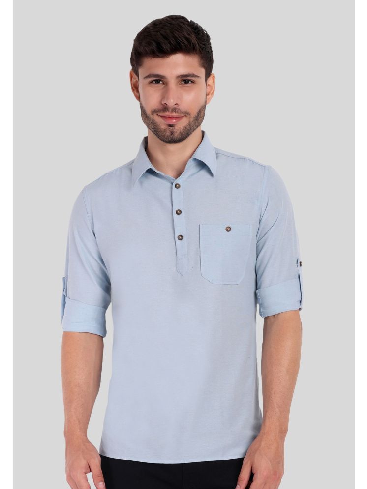     			Life Roads Sky Blue Cotton Men's Shirt Style Kurta ( Pack of 1 )