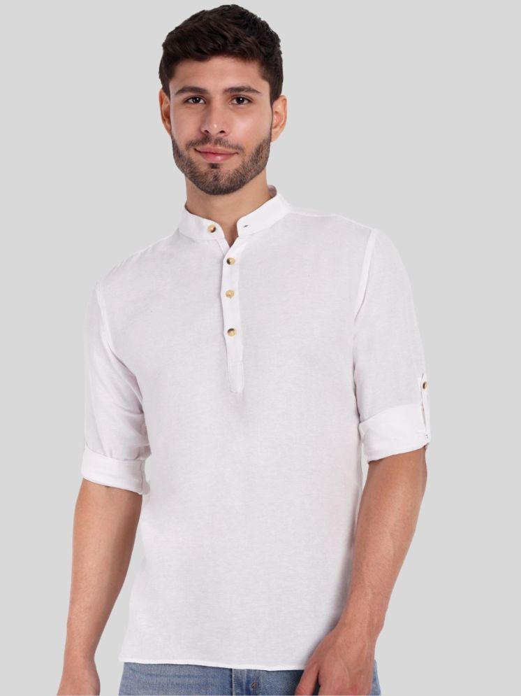     			Life Roads White Cotton Men's Shirt Style Kurta ( Pack of 1 )