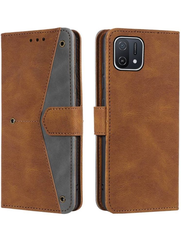     			Masque Brown Flip Cover Artificial Leather Compatible For Oppo A16k ( Pack of 1 )