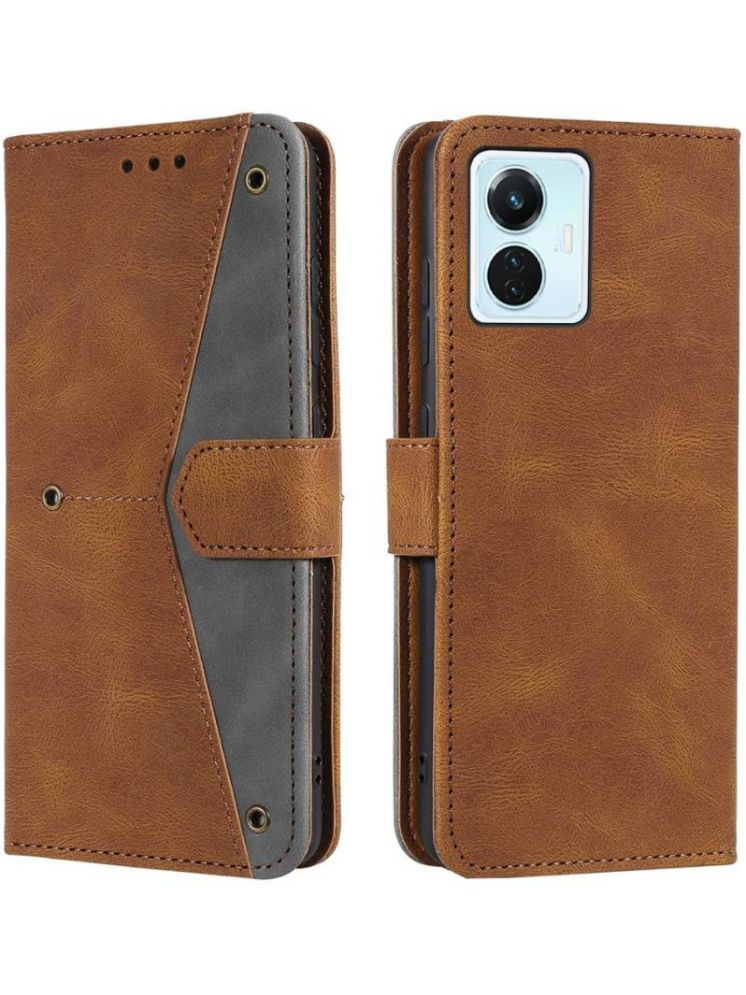     			Masque Brown Flip Cover Artificial Leather Compatible For Vivo T1 44W ( Pack of 1 )