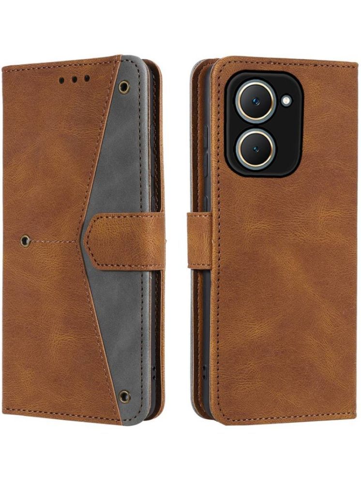     			Masque Brown Flip Cover Artificial Leather Compatible For Vivo Y03 ( Pack of 1 )