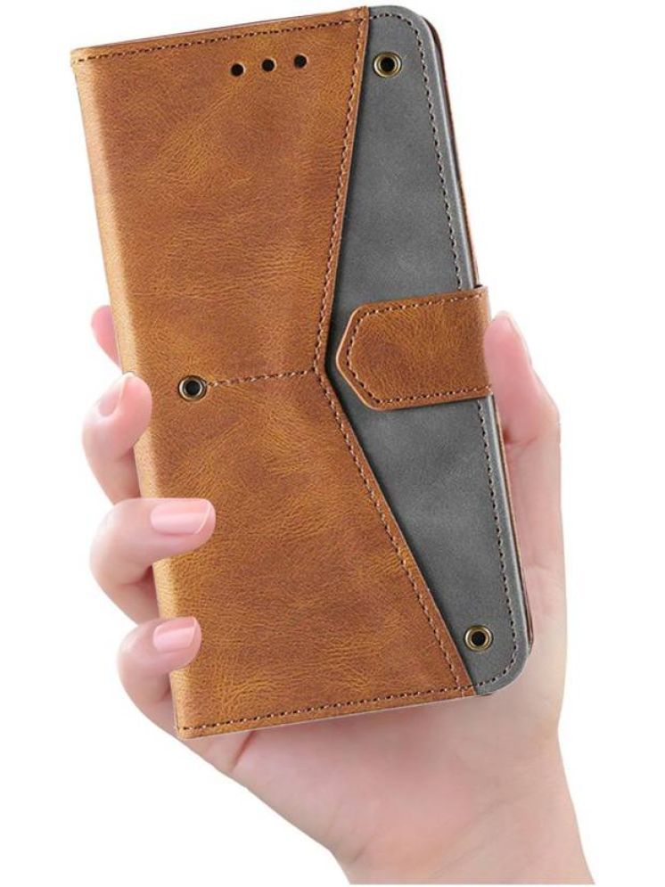     			Masque Brown Flip Cover Artificial Leather Compatible For Vivo Y12s ( Pack of 1 )