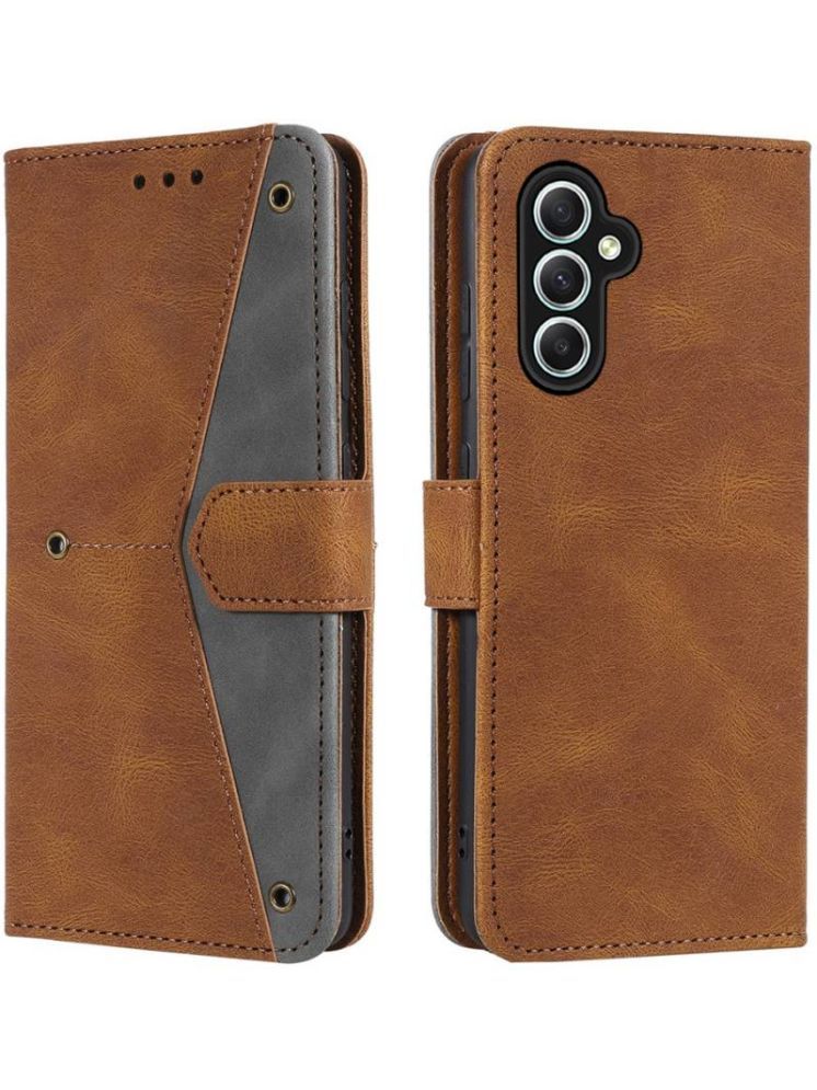     			Masque Brown Flip Cover Artificial Leather Compatible For Samsung Galaxy A34 5G ( Pack of 1 )