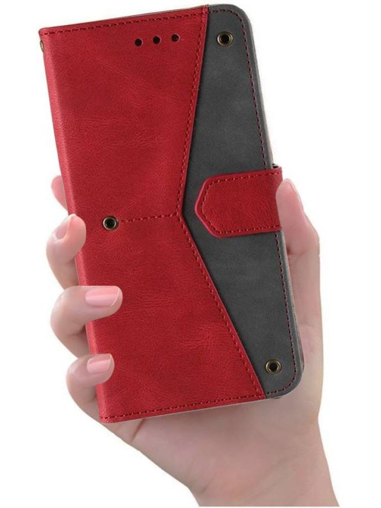     			Masque Red Flip Cover Artificial Leather Compatible For Oppo A7 ( Pack of 1 )