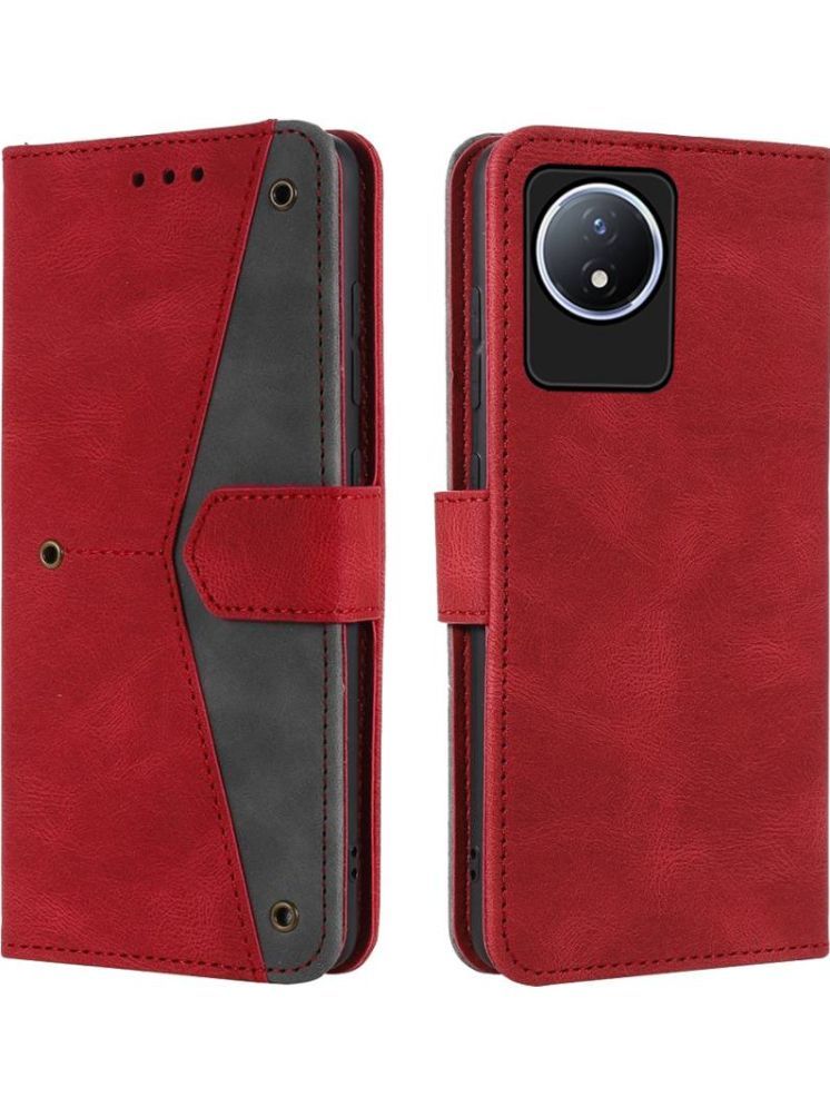     			Masque Red Flip Cover Artificial Leather Compatible For Vivo Y02t ( Pack of 1 )