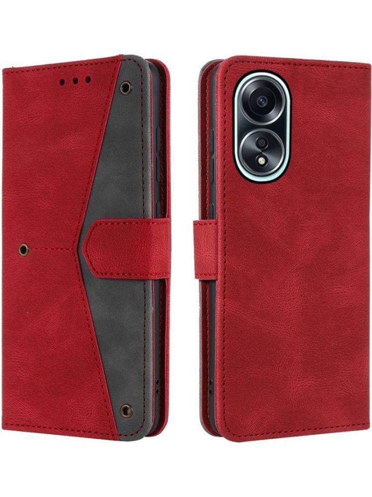     			Masque Red Flip Cover Artificial Leather Compatible For Oppo A38 ( Pack of 1 )