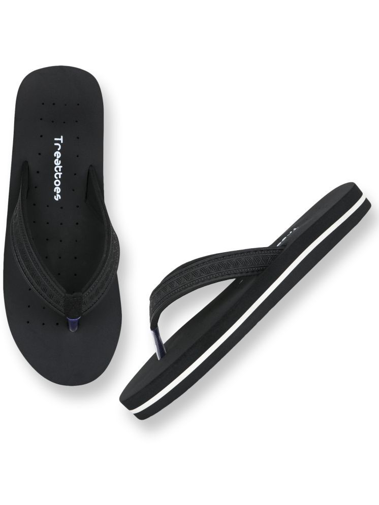     			TREATTOES Black Women's Thong Flip Flop