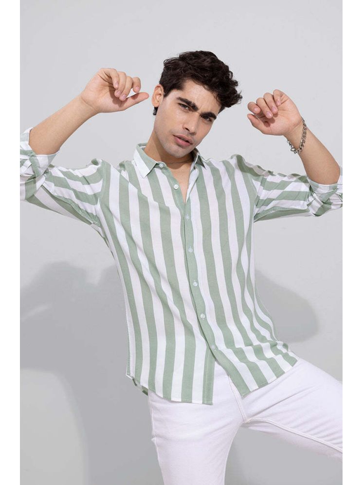     			U TURN Cotton Blend Slim Fit Striped Full Sleeves Men's Casual Shirt - Green ( Pack of 1 )