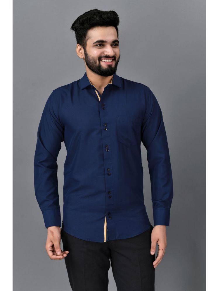     			VTEXX Cotton Blend Regular Fit Solids Full Sleeves Men's Casual Shirt - Navy ( Pack of 1 )