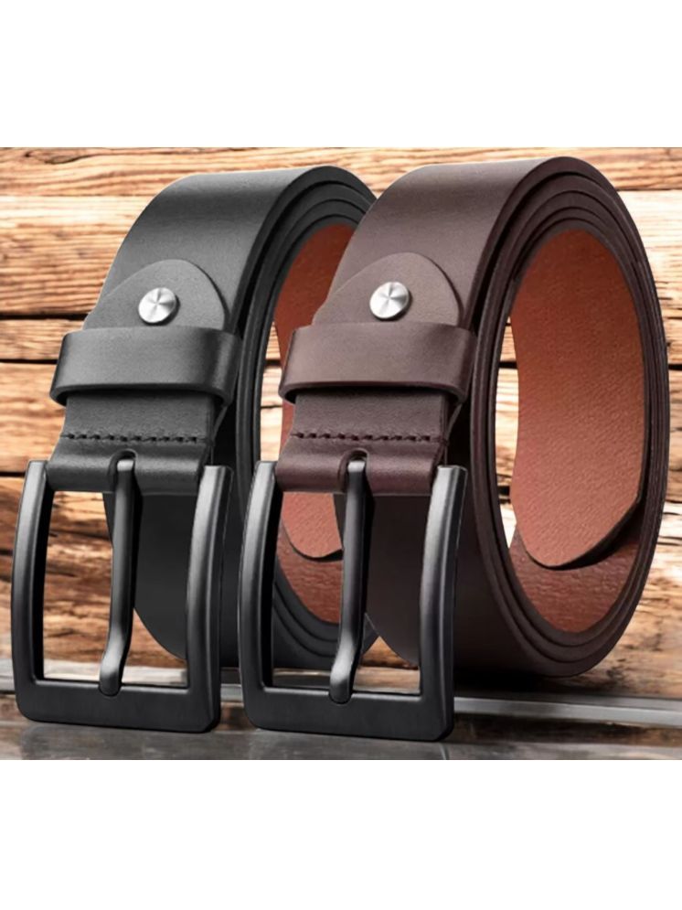     			WARCKS - Multicolor 100% Leather Men's Formal Belt ( Pack of 2 )