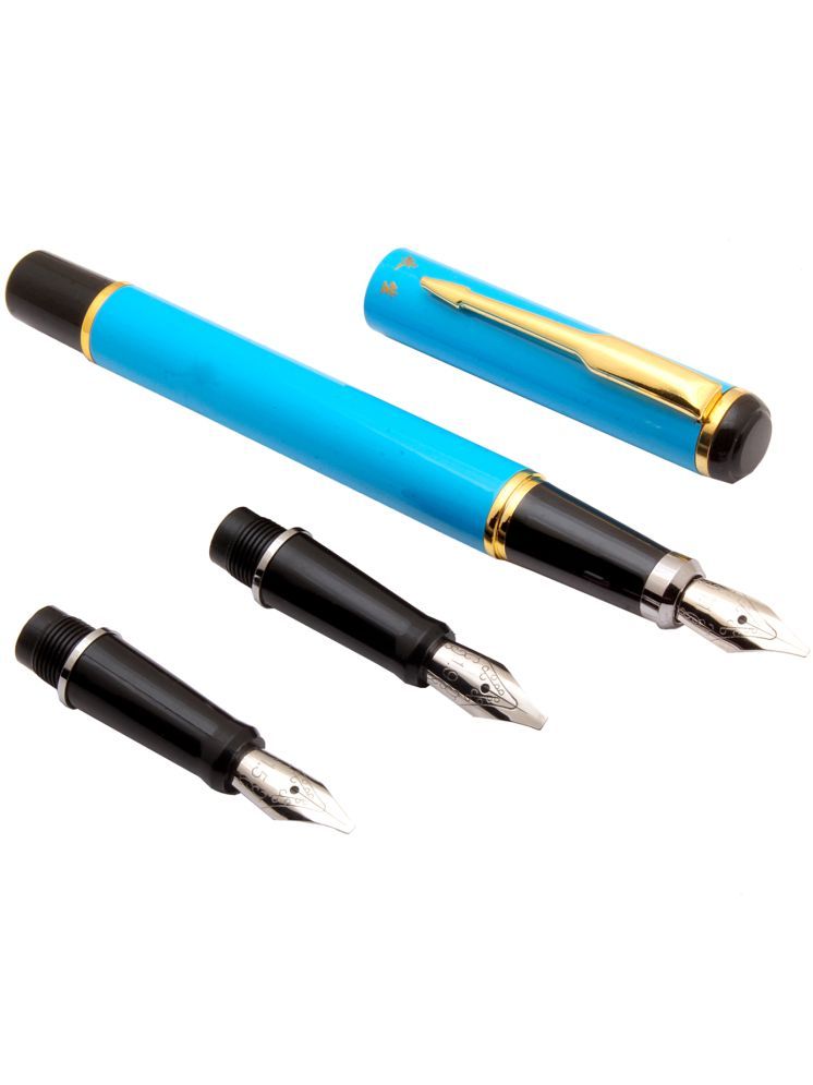     			Wing Sung Calligraphy Fountain Pen Set With 3 Nibs For Students and Art, metal body, with Golden Trims