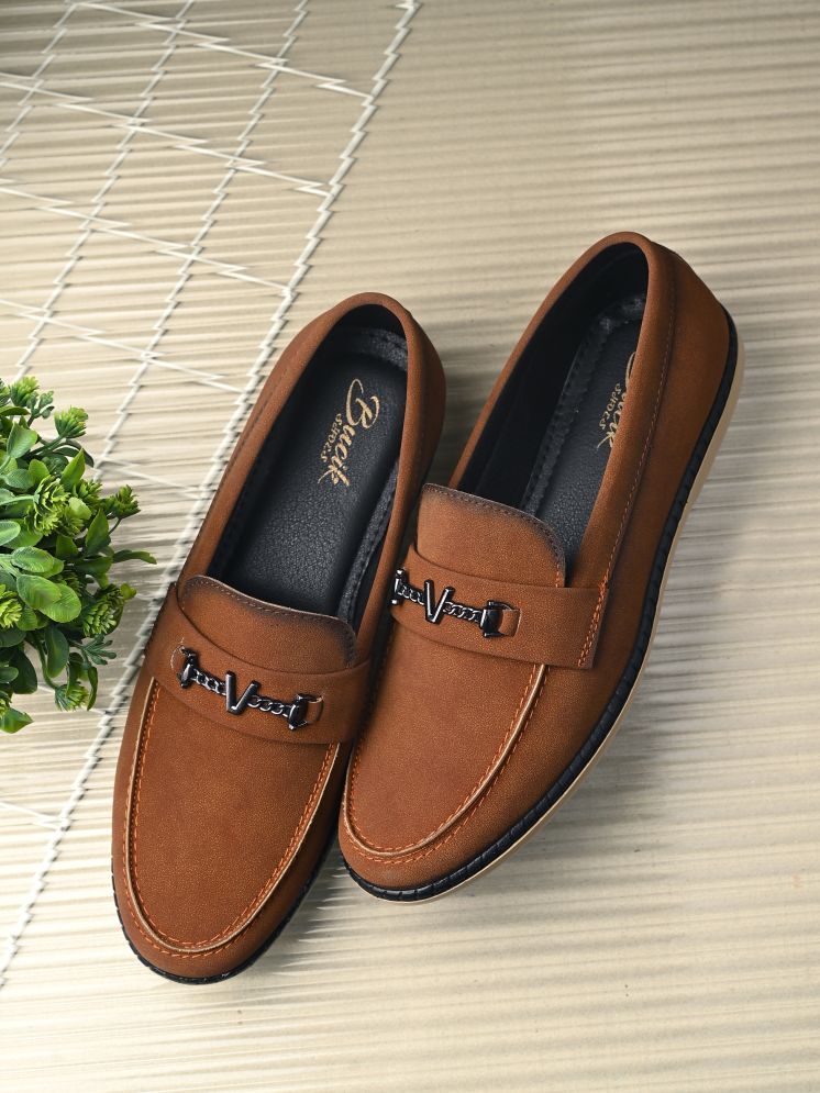     			Bucik Tan Men's Slip On Formal Shoes