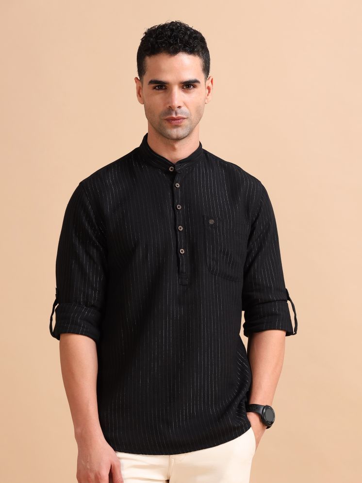     			Cool Colors 100% Cotton Slim Fit Striped Full Sleeves Men's Casual Shirt - Black ( Pack of 1 )