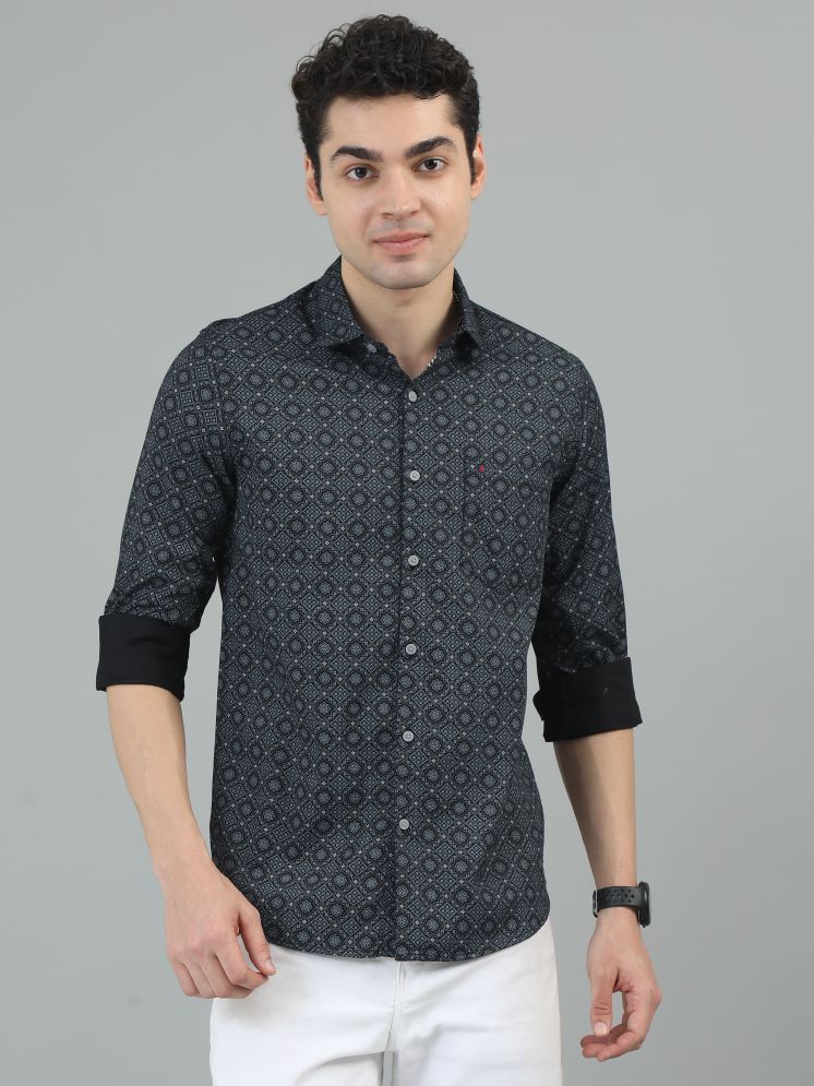     			Cool Colors 100% Cotton Slim Fit Printed Full Sleeves Men's Casual Shirt - Navy ( Pack of 1 )