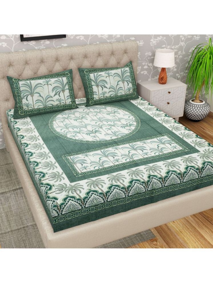     			Cosito Cotton 1 Double Bedsheet with 2 Pillow Covers ( Green )