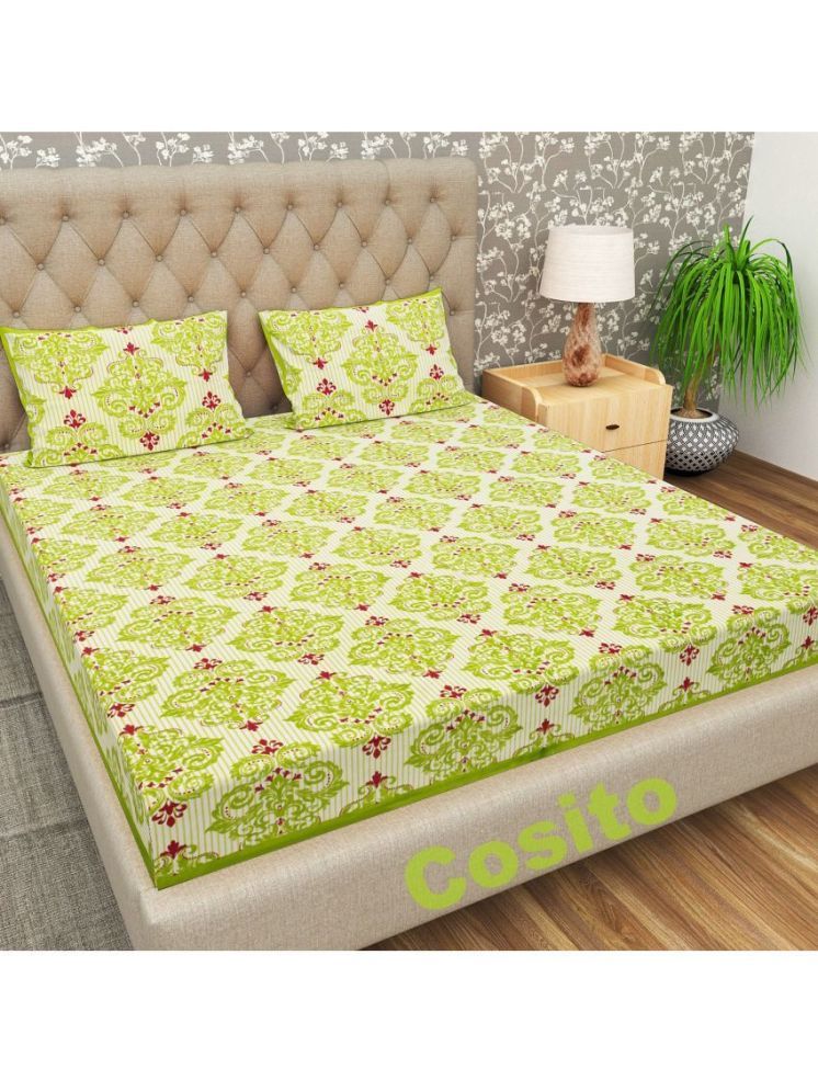     			Cosito Cotton 1 Double Bedsheet with 2 Pillow Covers ( Light Green )