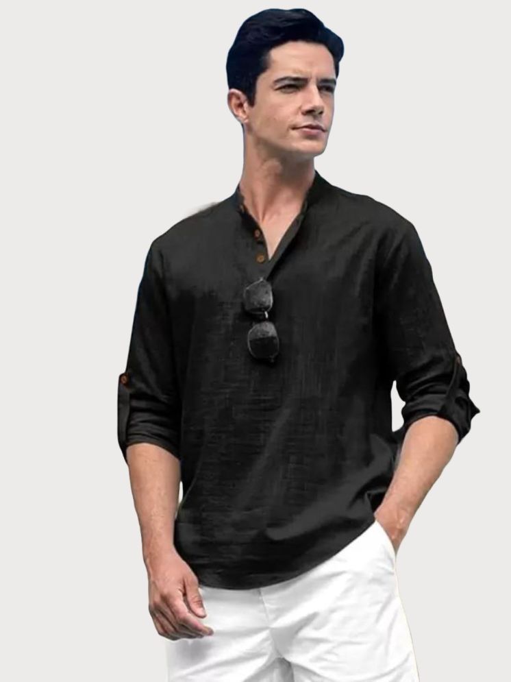     			Life Roads Black Cotton Men's Shirt Style Kurta ( Pack of 1 )