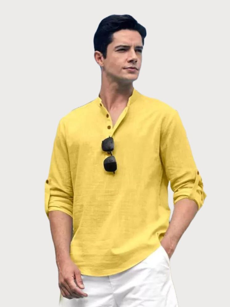     			Life Roads Yellow Cotton Men's Shirt Style Kurta ( Pack of 1 )